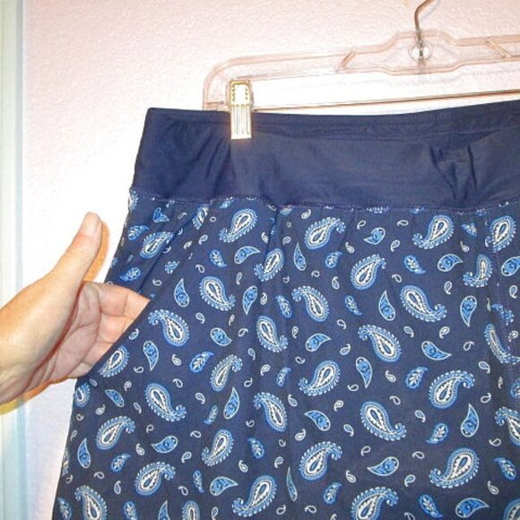 Lands End LINED Swim Size 24W SHORTS Pockets UPF High Rise PAISLEY Minimizer - Picture 3 of 9